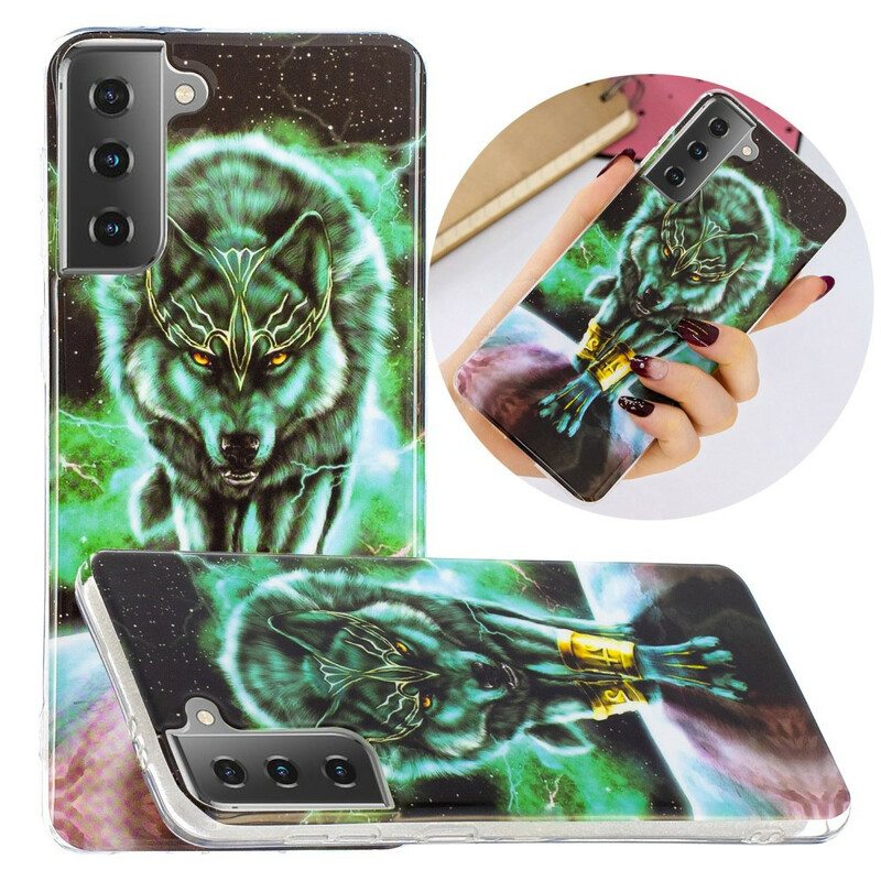 Kuori Samsung Galaxy S21 5G Fluoresoiva Wolf-sarja