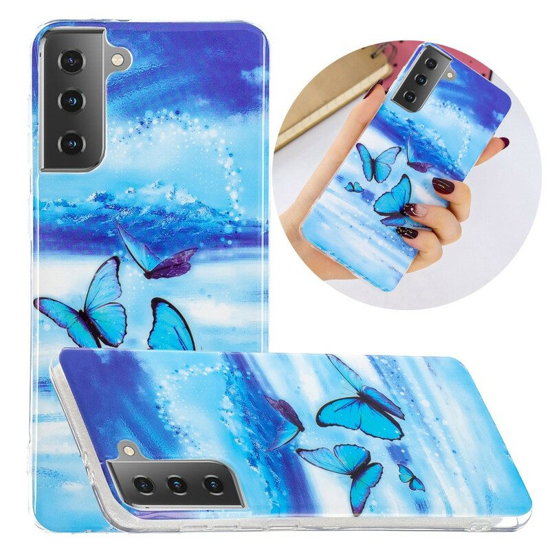 Kuori Samsung Galaxy S21 5G Fluoresoivat Perhoset -sarja
