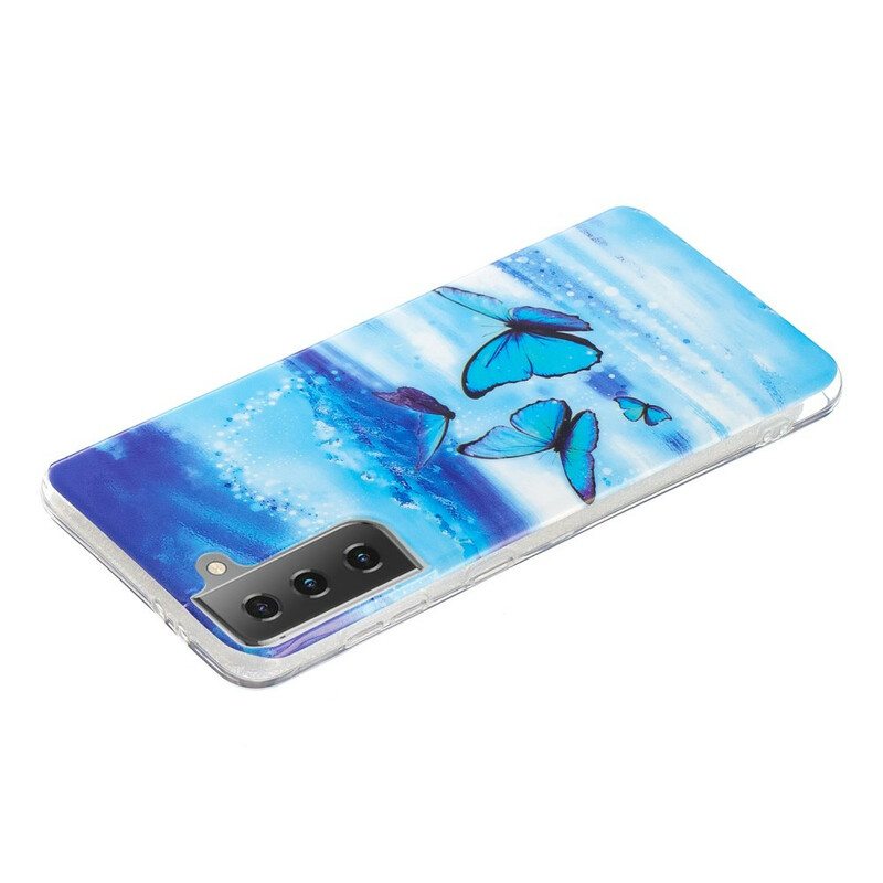 Kuori Samsung Galaxy S21 5G Fluoresoivat Perhoset -sarja