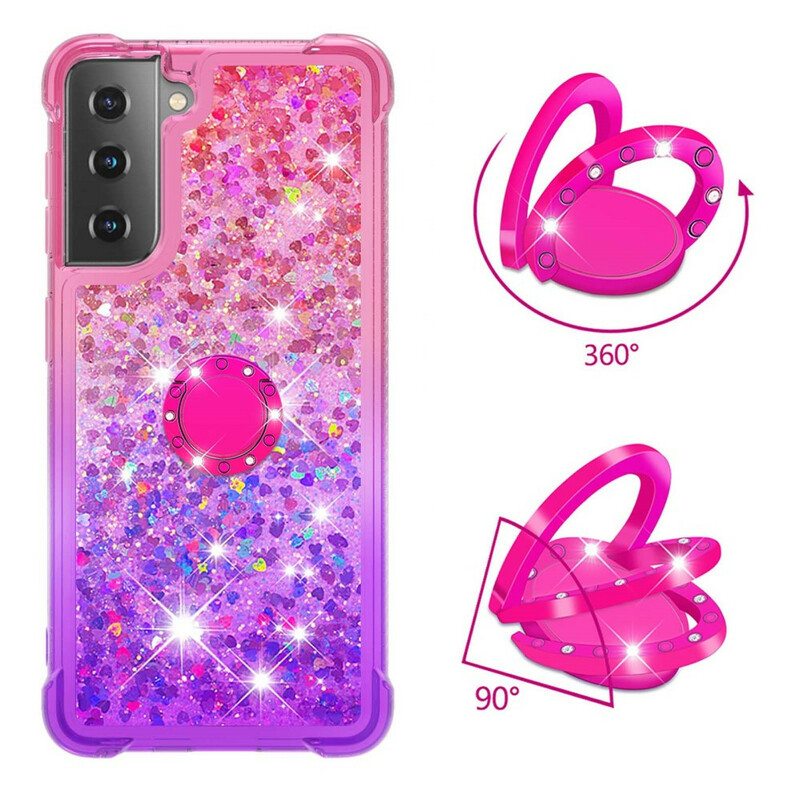 Kuori Samsung Galaxy S21 5G Glitter Ring-kiinnike