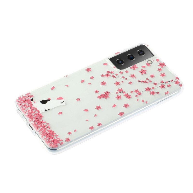 Kuori Samsung Galaxy S21 5G Terälehdet Ja Kissa