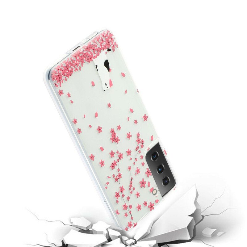 Kuori Samsung Galaxy S21 5G Terälehdet Ja Kissa