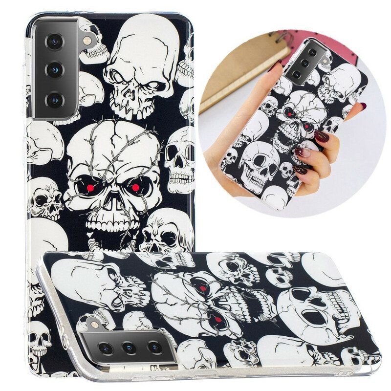 Kuori Samsung Galaxy S21 5G Varoitus Fluoresoivat Kallot