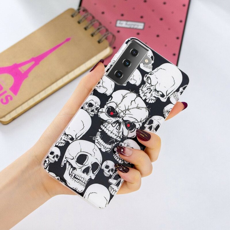 Kuori Samsung Galaxy S21 5G Varoitus Fluoresoivat Kallot
