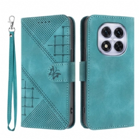 Nahkakotelo Xiaomi Redmi Note 14 Pro 4g Geometrinen Kuvio Hihnalla