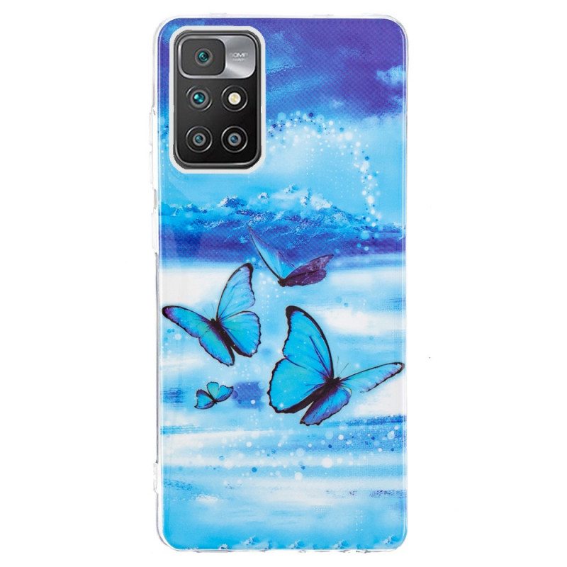 Case Xiaomi Redmi 10 Fluoresoivat Perhoset