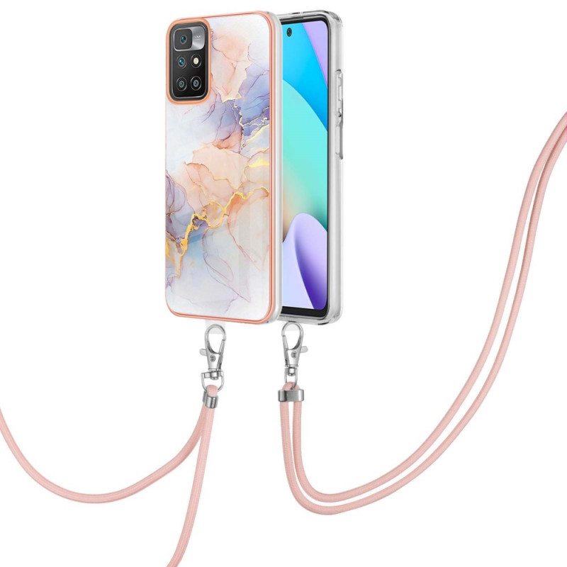 Case Xiaomi Redmi 10 Kiristysnyörillä Marmorijohdolla