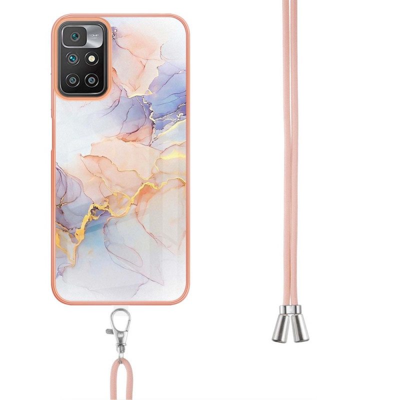 Case Xiaomi Redmi 10 Kiristysnyörillä Marmorijohdolla