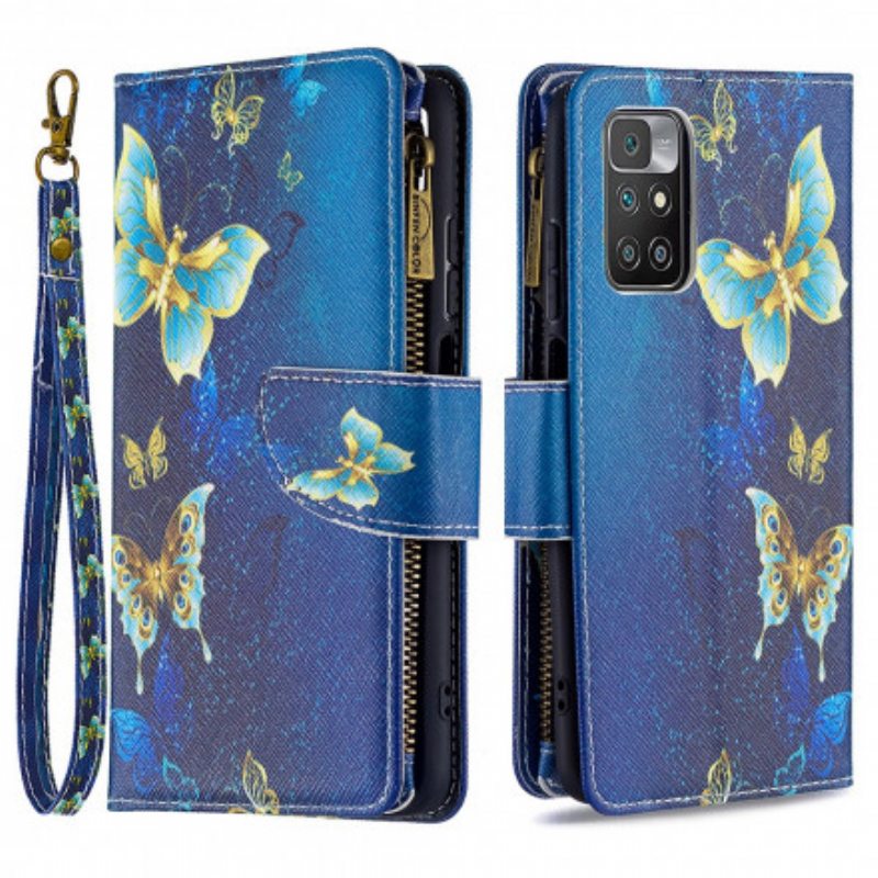 Flip Case Xiaomi Redmi 10 Perhosten Vetoketjullinen Tasku