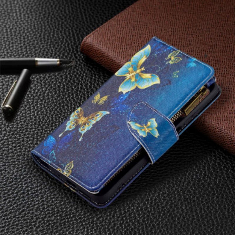 Flip Case Xiaomi Redmi 10 Perhosten Vetoketjullinen Tasku