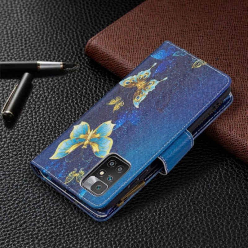 Flip Case Xiaomi Redmi 10 Perhosten Vetoketjullinen Tasku