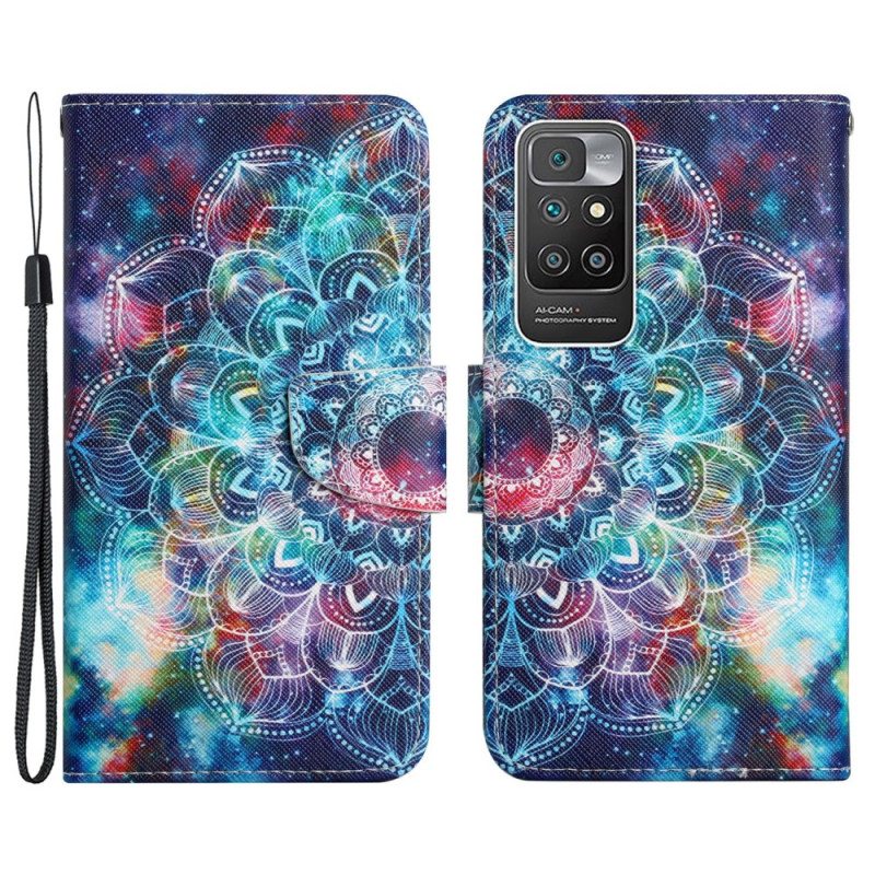 Kotelot Xiaomi Redmi 10 Suojaketju Kuori Flashy Half Mandala Strappy