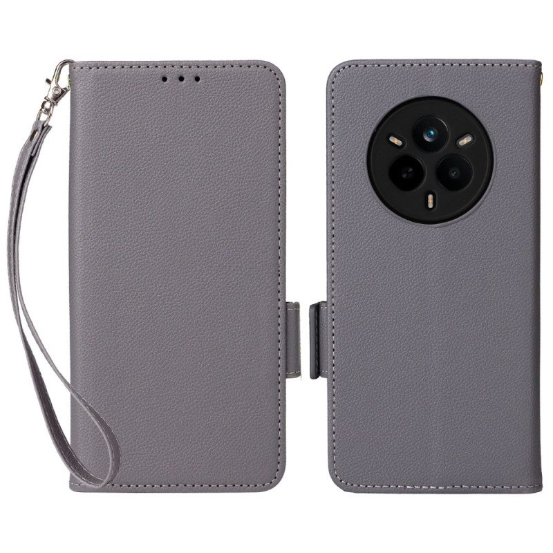 Kuoret Realme 14 Pro 5g Litsikuvioinen Tekonahka Hihnalla