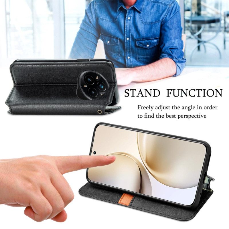 Nahkakotelo Realme 14 Pro 5g Mokkanahkaefekti Timanttireunus