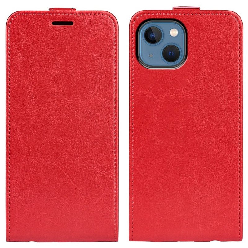 Kotelot iPhone 14 Pystysuora Läppä Nahkaefekti