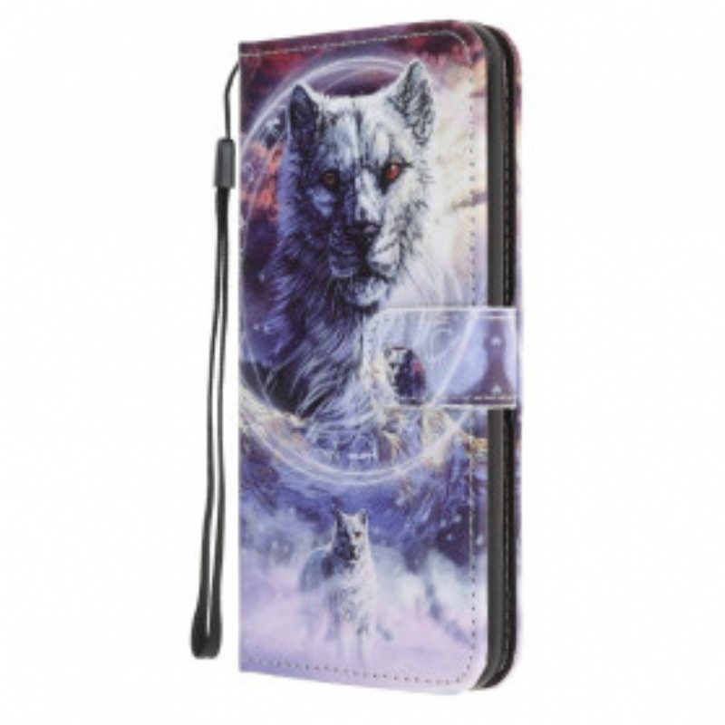 Flip Case Samsung Galaxy A32 5G Susi Talvella Kaulanauhan Kanssa