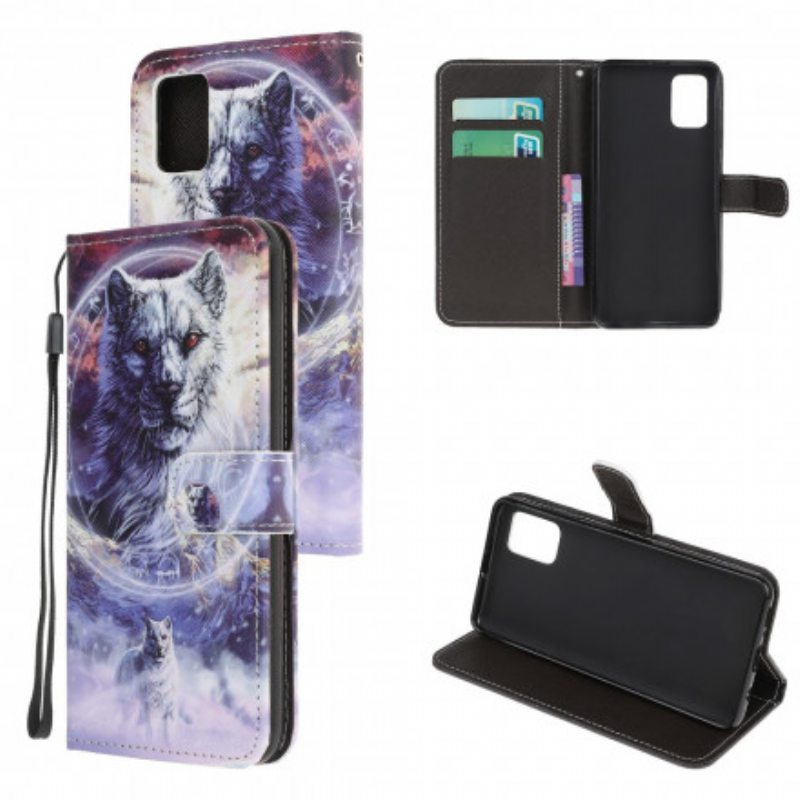 Flip Case Samsung Galaxy A32 5G Susi Talvella Kaulanauhan Kanssa