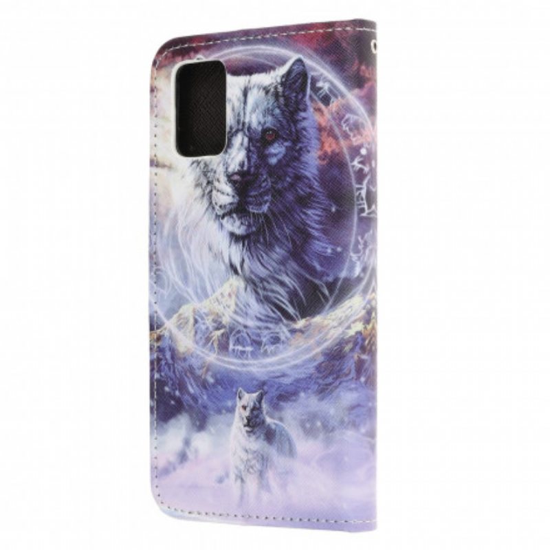 Flip Case Samsung Galaxy A32 5G Susi Talvella Kaulanauhan Kanssa
