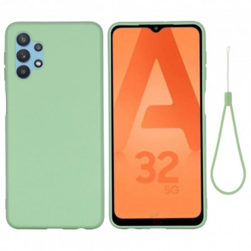 Kuori Samsung Galaxy A32 5G Nestemäinen Silikoni Kaulanauhalla