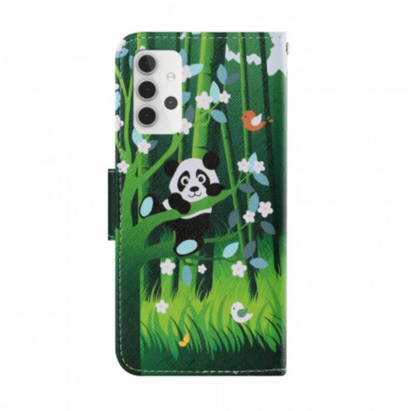 Nahkakotelo Samsung Galaxy A32 5G Panda Kävely