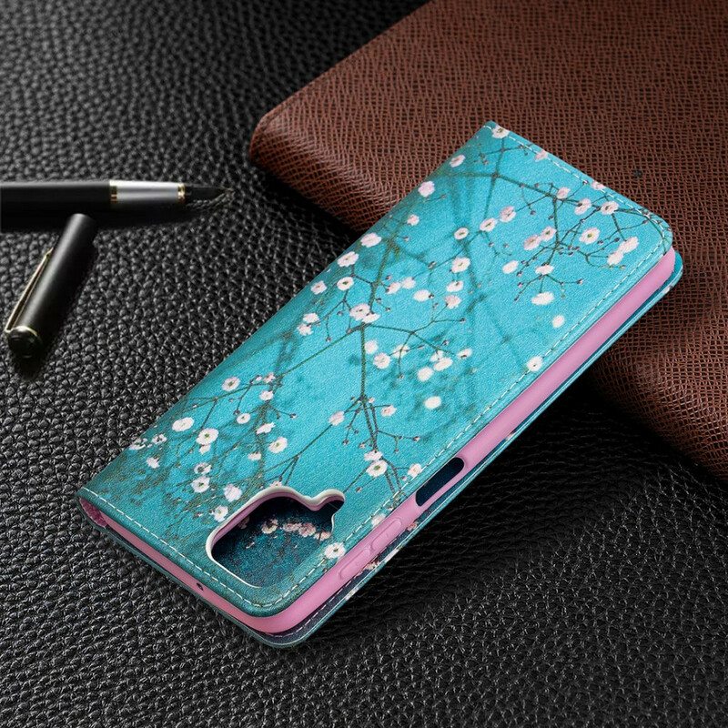 Puhelinkuoret Samsung Galaxy M12 / A12 Kotelot Flip Kukkivat Oksat