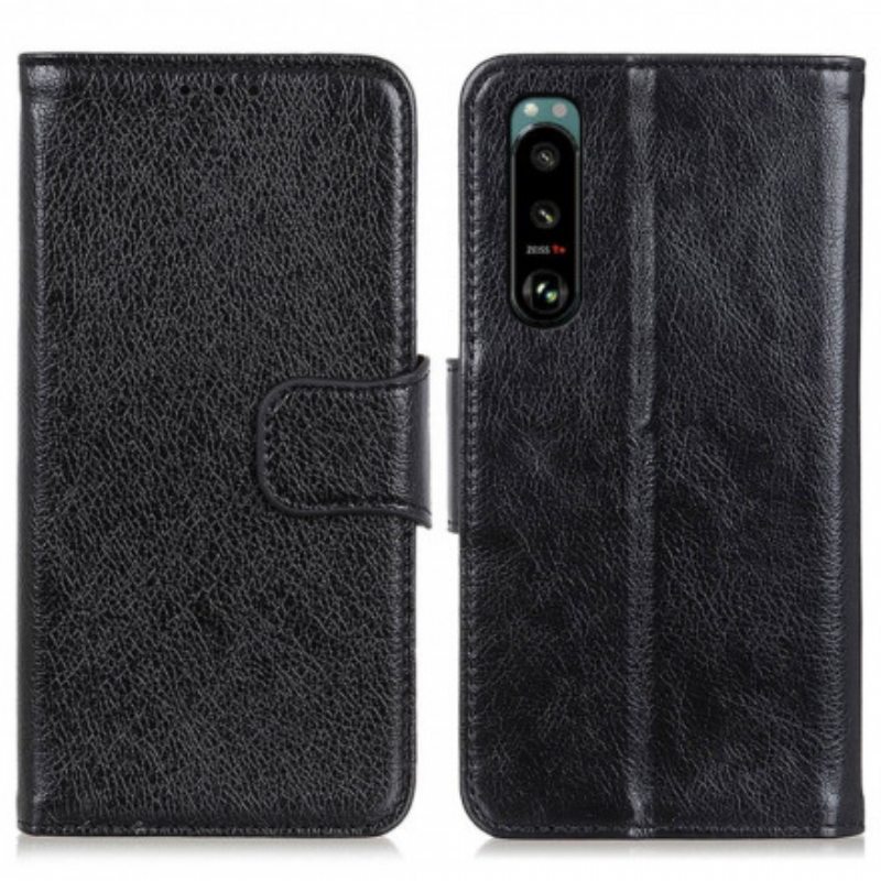 Kotelot Sony Xperia 5 III Halkaistu Nappan Nahka