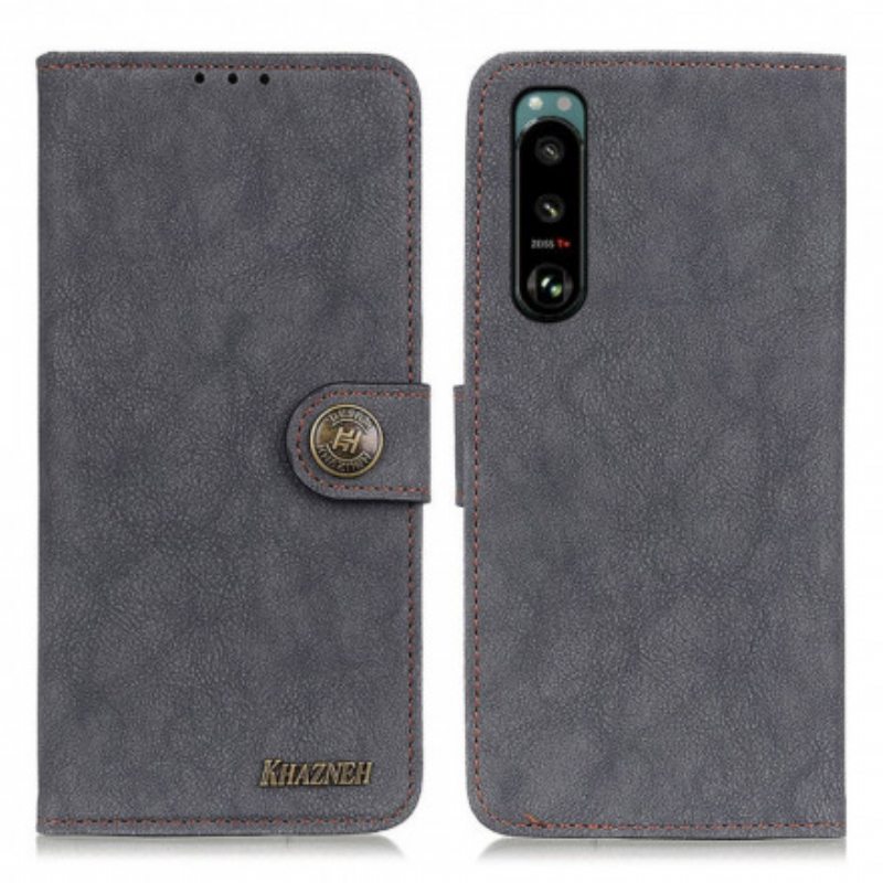 Kotelot Sony Xperia 5 III Khazneh Retro Halkaistu Keinonahka