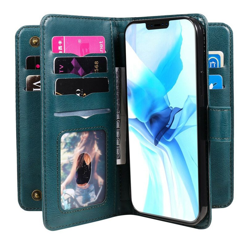 Flip Case iPhone 12 / 12 Pro Monitoiminen 10 Kortin Pidike