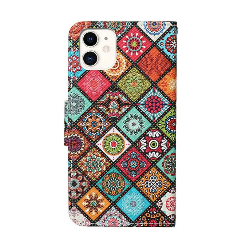 Kotelot iPhone 12 / 12 Pro Patchwork Mandalas Kaulanauhalla