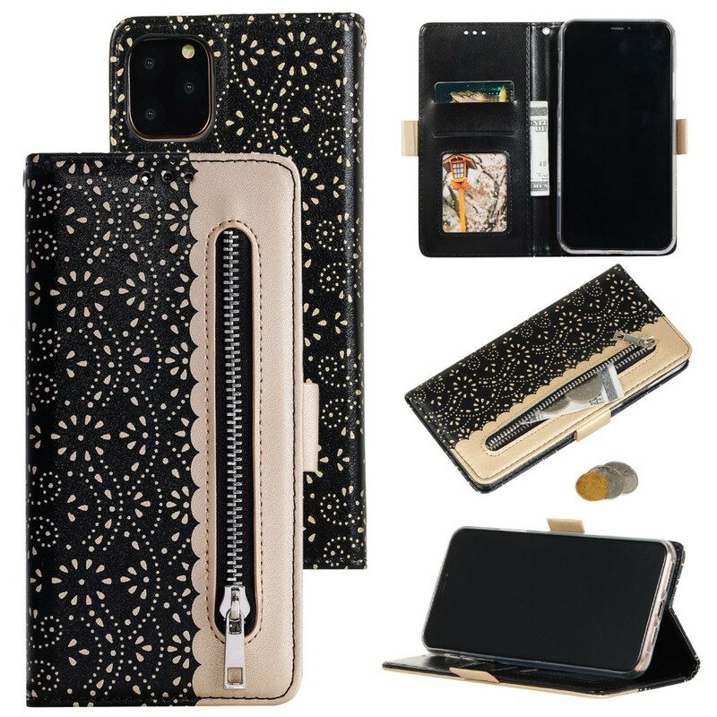 Kotelot iPhone 12 / 12 Pro Suojaketju Kuori Pitsihihna Kolikkokukkaro