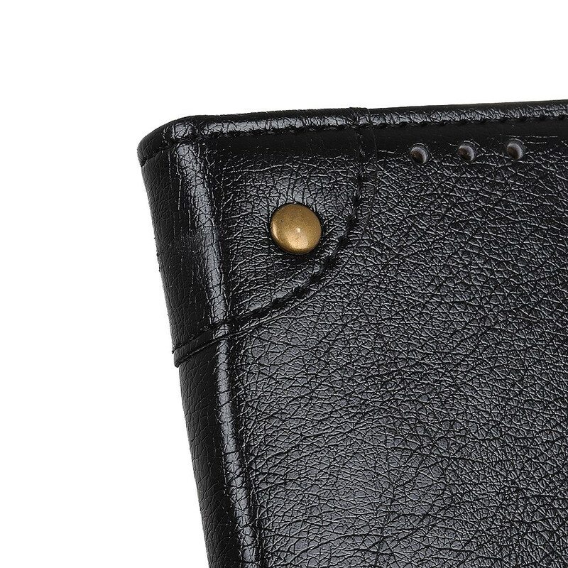 Kotelot iPhone 12 / 12 Pro Tyylikkäät Nappan Nahkaiset Vintage-niitit