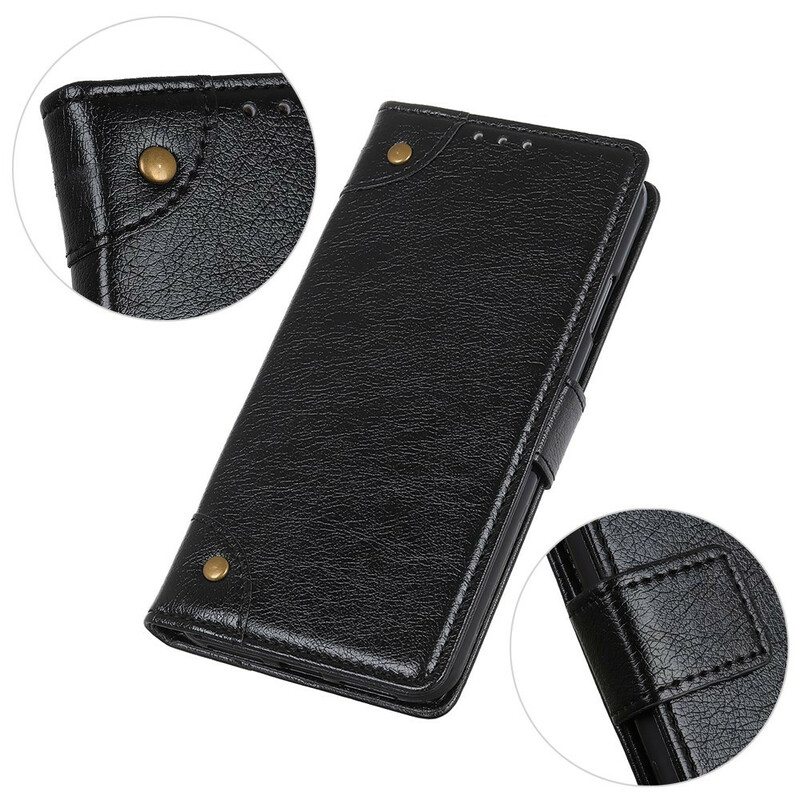 Kotelot iPhone 12 / 12 Pro Tyylikkäät Nappan Nahkaiset Vintage-niitit