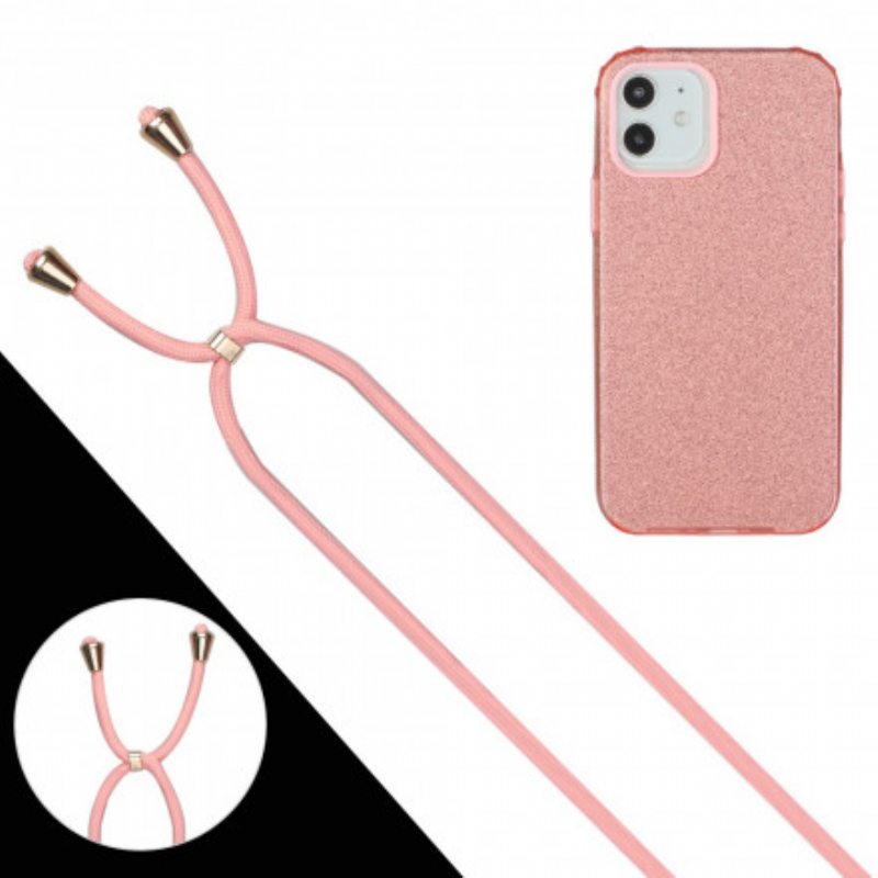 Kuori iPhone 12 / 12 Pro Kiristysnyörillä Kiristysnauha Paljetteja
