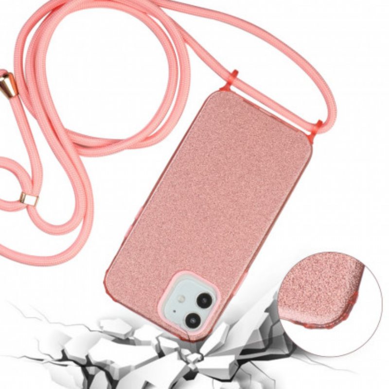 Kuori iPhone 12 / 12 Pro Kiristysnyörillä Kiristysnauha Paljetteja