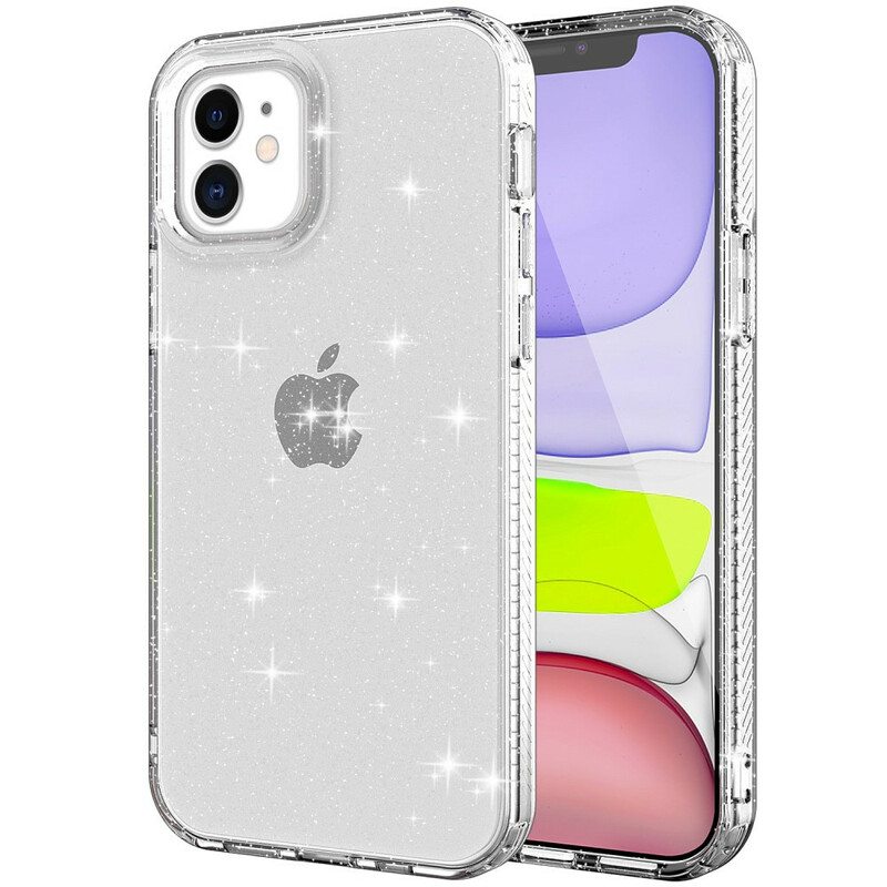 Kuori iPhone 12 / 12 Pro Läpinäkyvä Glitter Vahvistettu