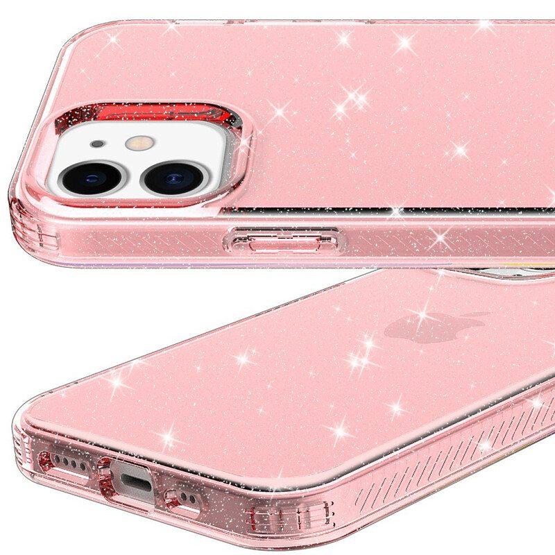 Kuori iPhone 12 / 12 Pro Läpinäkyvä Glitter Vahvistettu