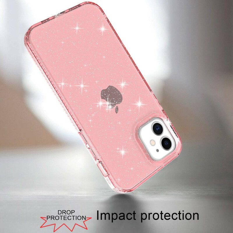Kuori iPhone 12 / 12 Pro Läpinäkyvä Glitter Vahvistettu