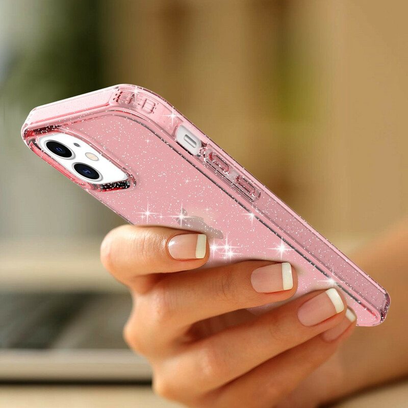 Kuori iPhone 12 / 12 Pro Läpinäkyvä Glitter Vahvistettu