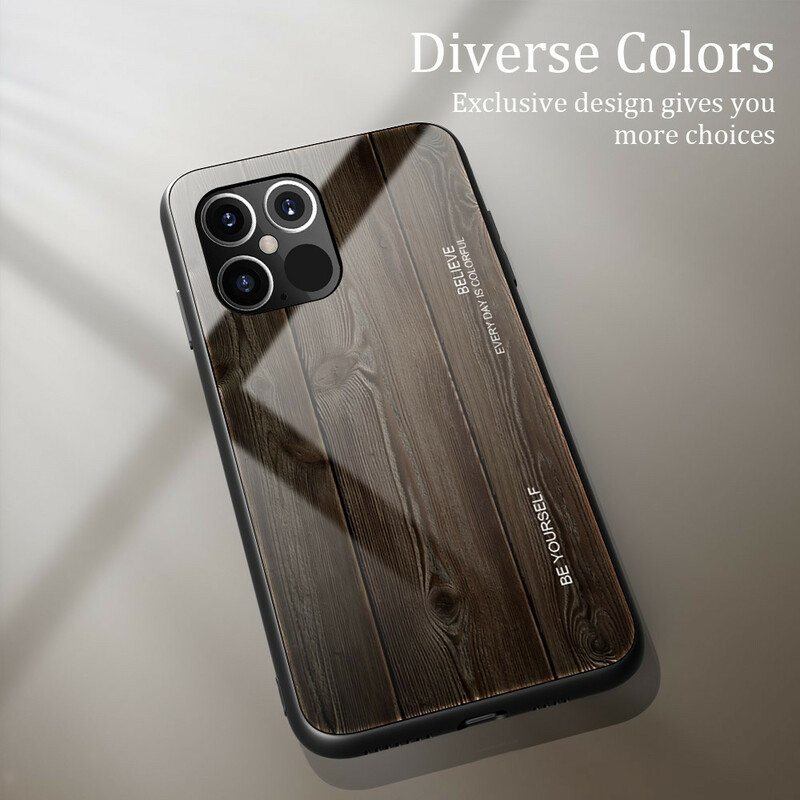 Kuori iPhone 12 / 12 Pro Wood Design Karkaistu Lasi