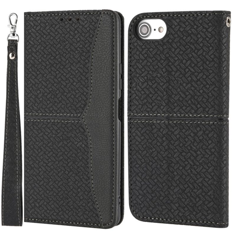 Flip Case iPhone SE 3 / SE 2 / 8 / 7 Suojaketju Kuori Strappy Woven Style