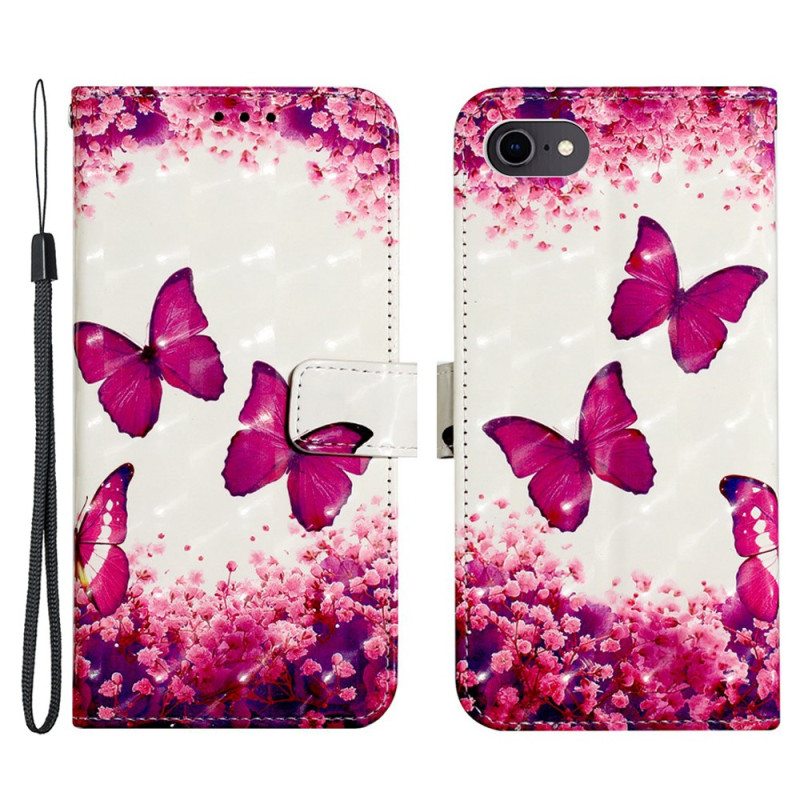 Kotelot iPhone SE 3 / SE 2 / 8 / 7 Suojaketju Kuori Stringit Perhoset