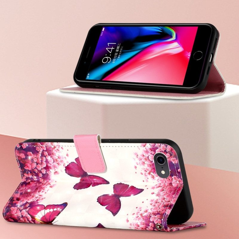 Kotelot iPhone SE 3 / SE 2 / 8 / 7 Suojaketju Kuori Stringit Perhoset