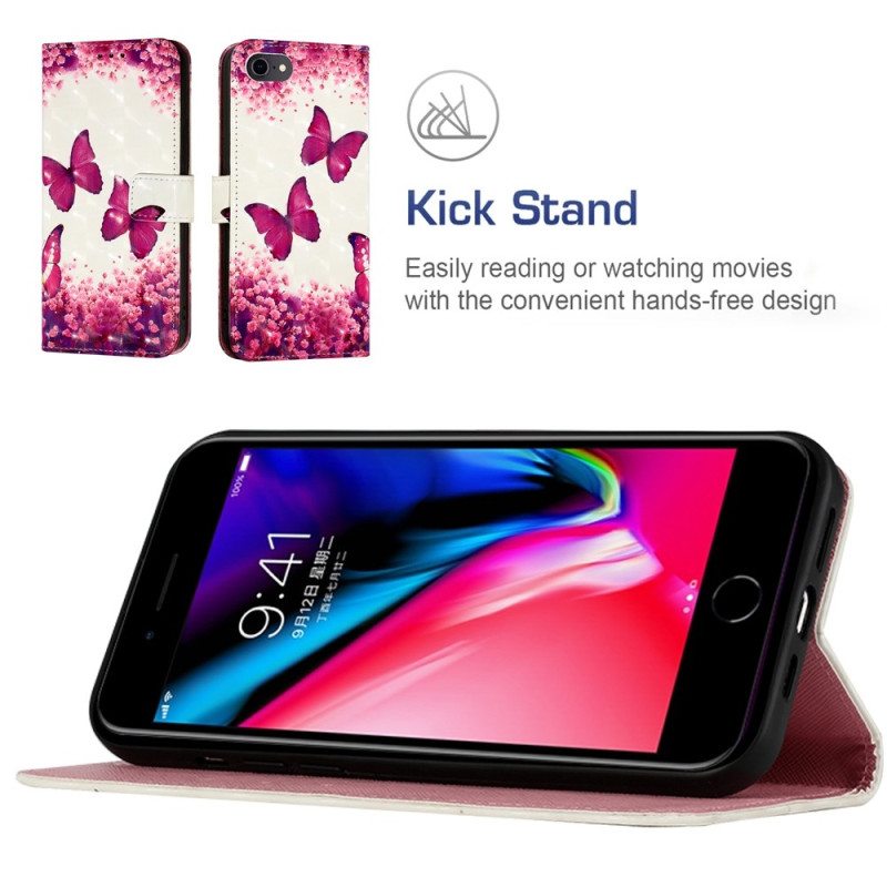 Kotelot iPhone SE 3 / SE 2 / 8 / 7 Suojaketju Kuori Stringit Perhoset