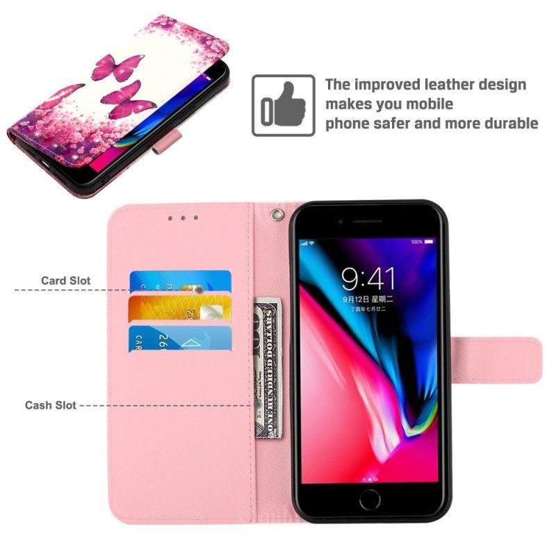 Kotelot iPhone SE 3 / SE 2 / 8 / 7 Suojaketju Kuori Stringit Perhoset