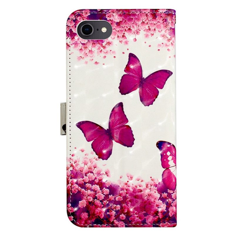 Kotelot iPhone SE 3 / SE 2 / 8 / 7 Suojaketju Kuori Stringit Perhoset
