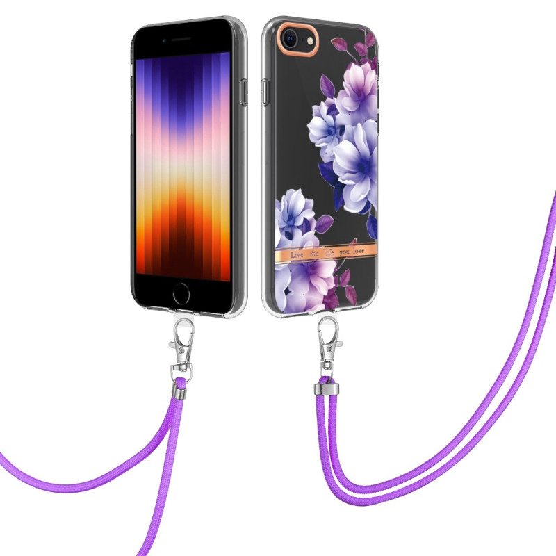 Kuori iPhone SE 3 / SE 2 / 8 / 7 Kiristysnyörillä Kukkanauhalla