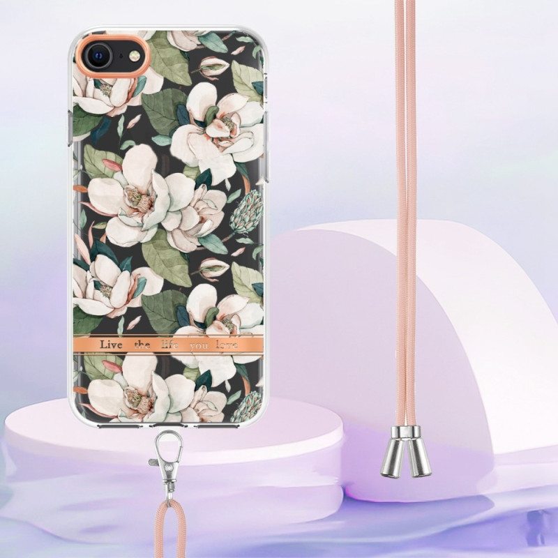 Kuori iPhone SE 3 / SE 2 / 8 / 7 Kiristysnyörillä Kukkanauhalla