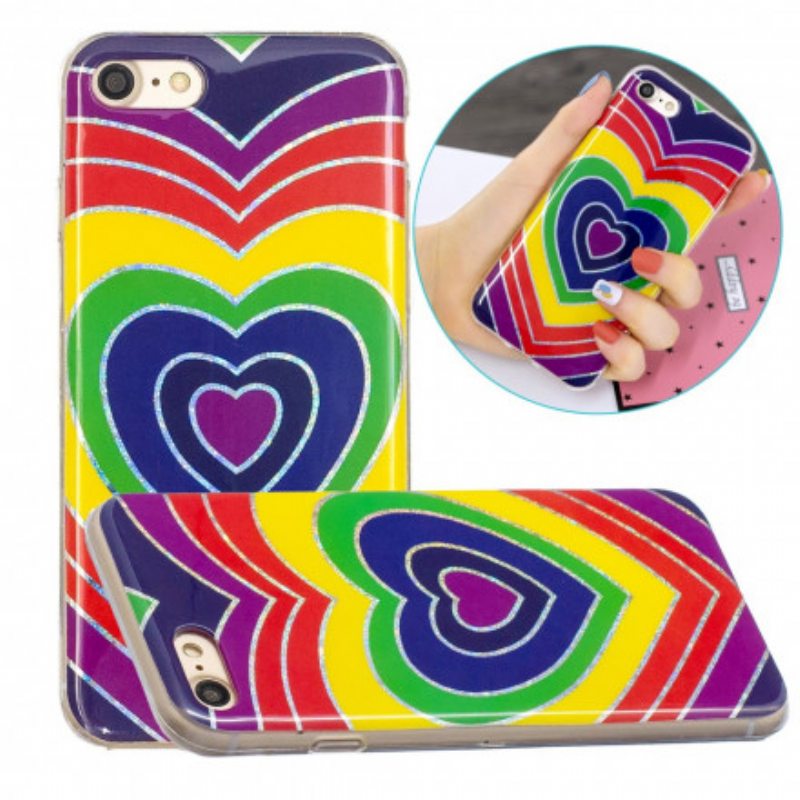Kuori iPhone SE 3 / SE 2 / 8 / 7 Vintage Glitter Heart