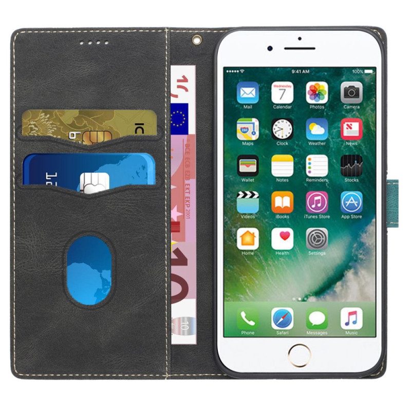 Nahkakotelo iPhone SE 3 / SE 2 / 8 / 7 Kaksivärinen Käännettävä Lukko