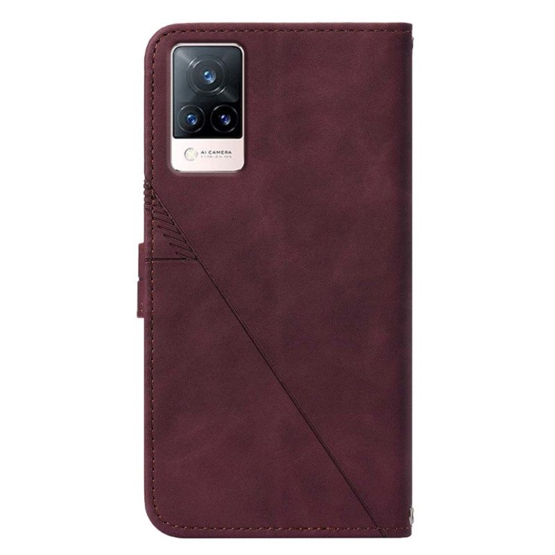 Kotelot Vivo V21 5G Nahkaefekti Olkahihnalla